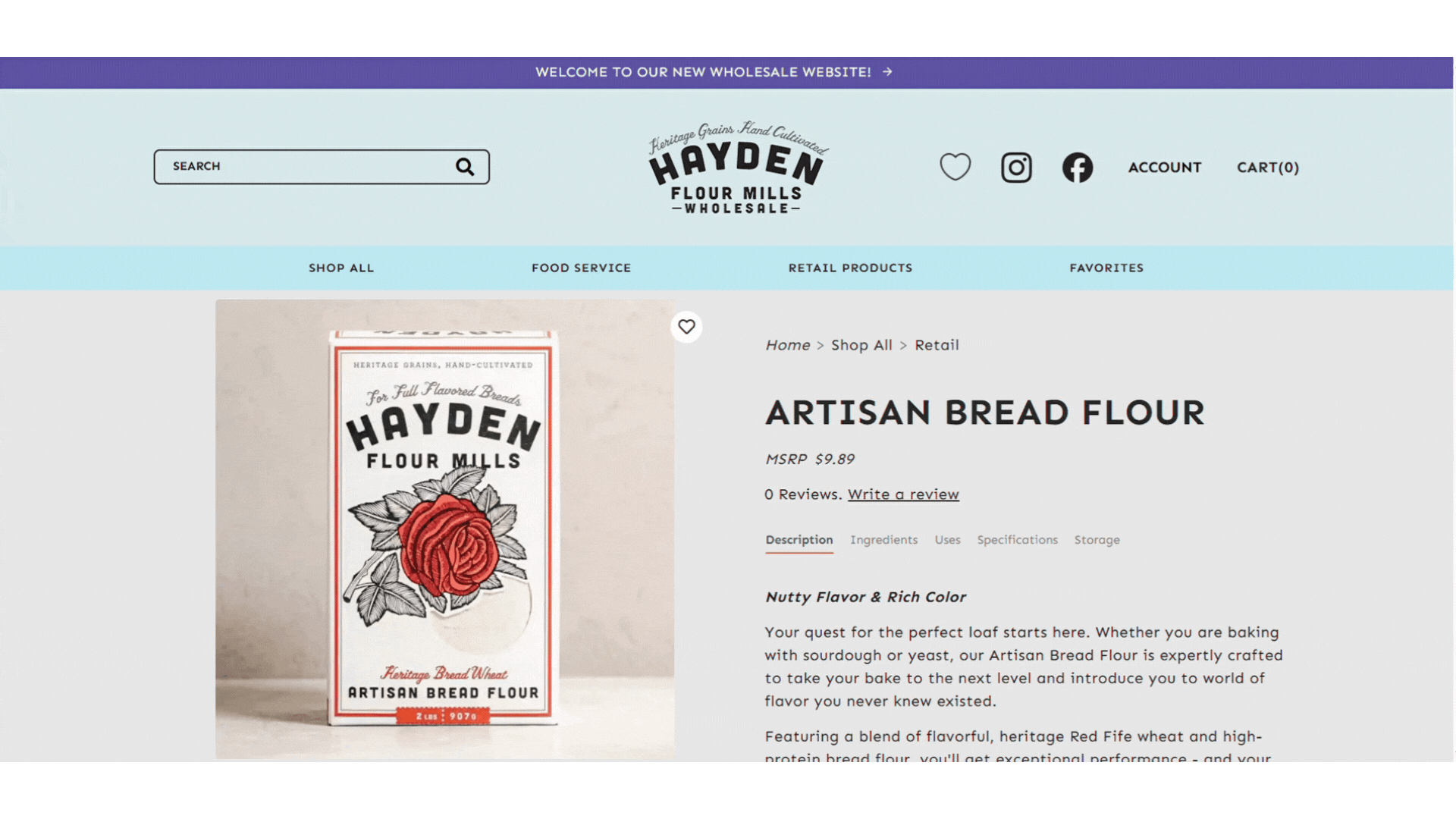 Smooth scrolling microinteraction on Hayden Flour Mills Wholesale website enhancing user experience.